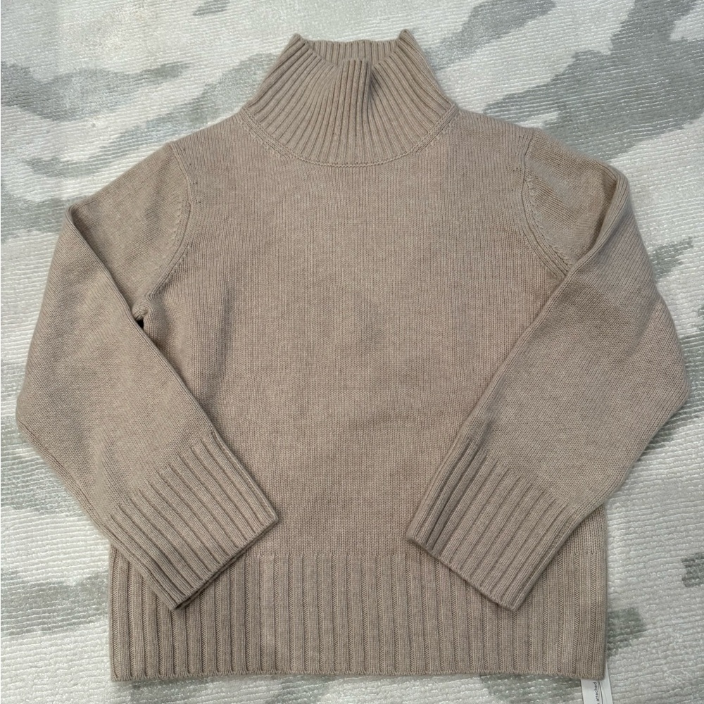Oatmeal Cashmere Turtleneck Sweater